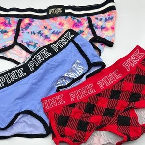 3 VS Pink Low Rise Boyshorts - New - Size Medium